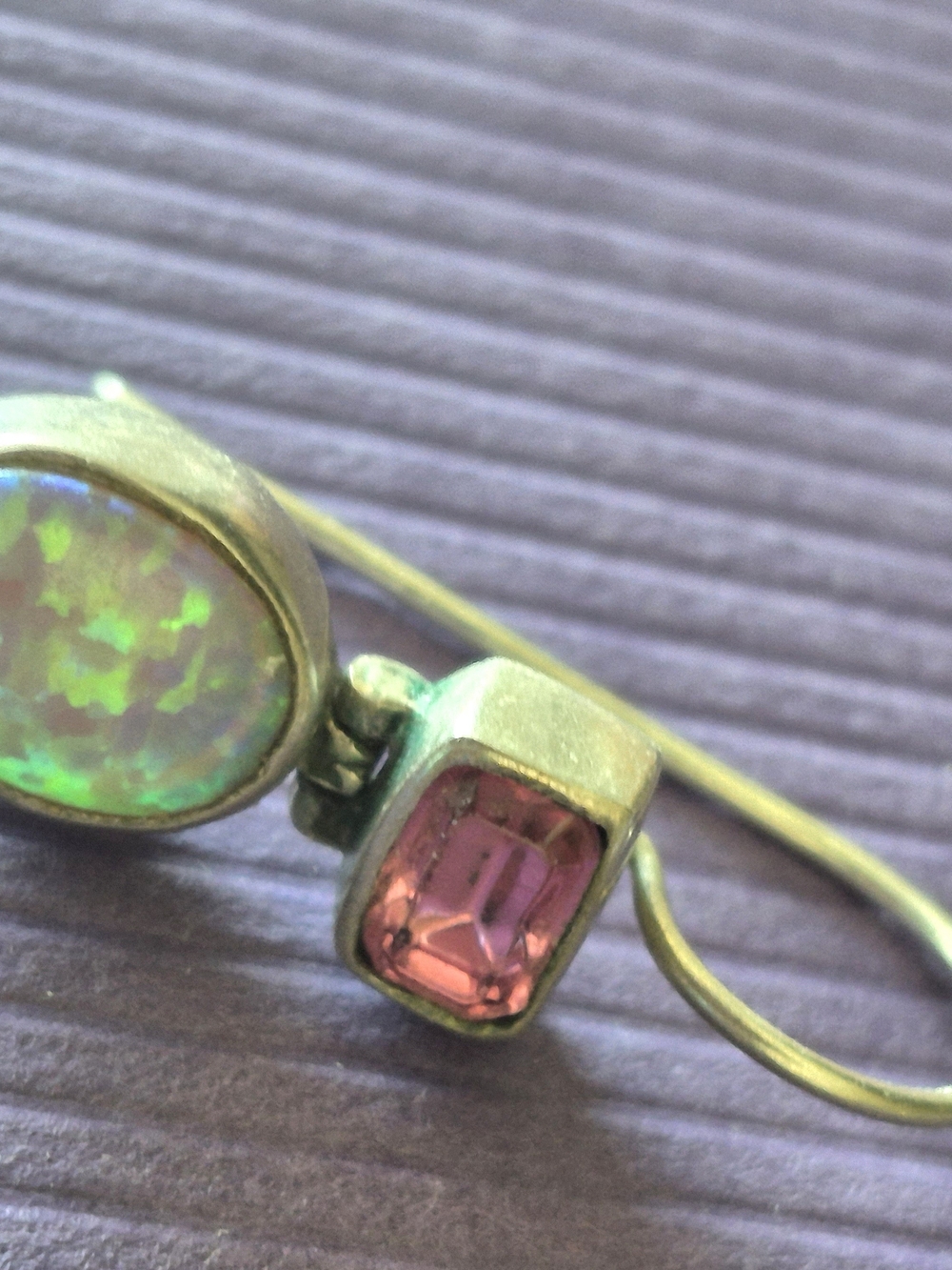 Coldwater Creek Pink Crystal and Opal Accent Drop Earrings - Picture 3 of 4